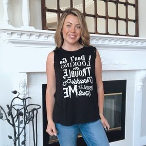 Harry Potter Black Braided Sleeve Trouble Tank Top